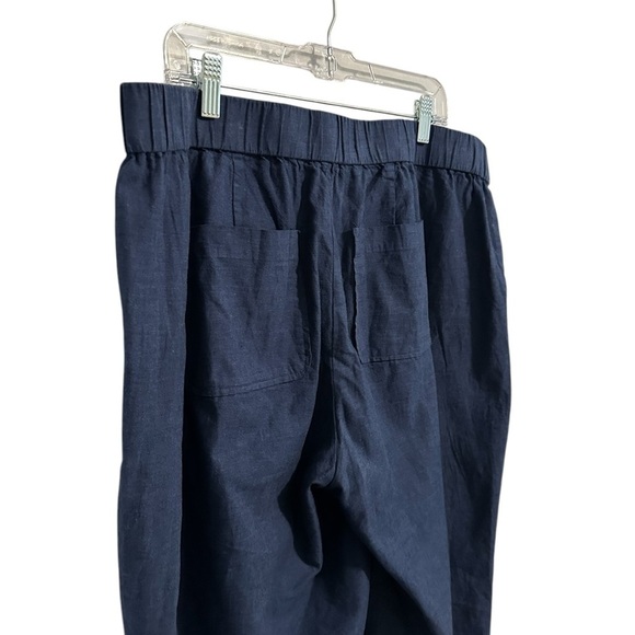 Liz Claiborne Vintage Linen Blend Relaxed Lagenlook Classic Navy Blue Pants PXL - Picture 7 of 12